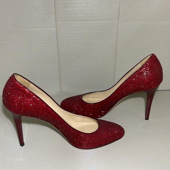 Jimmy Choo sparkly ruby red Shoes with ruby patent heels - Picture 3 of 7